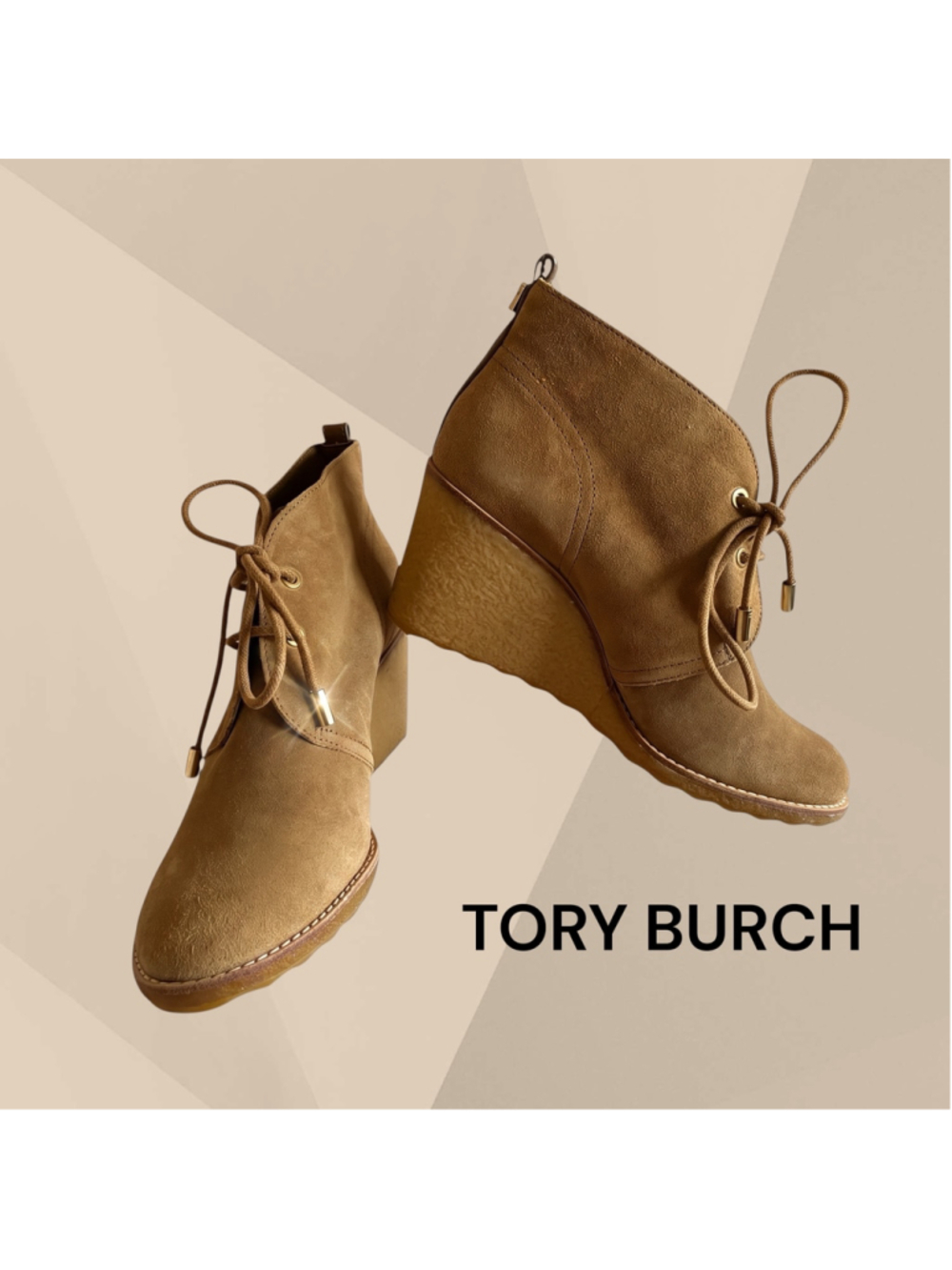 Tory Burch Suede Wedge VICKI Ankle Boots TAN NIB 9